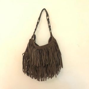 MOVING SALE! brown suede fringe shoulder bag
